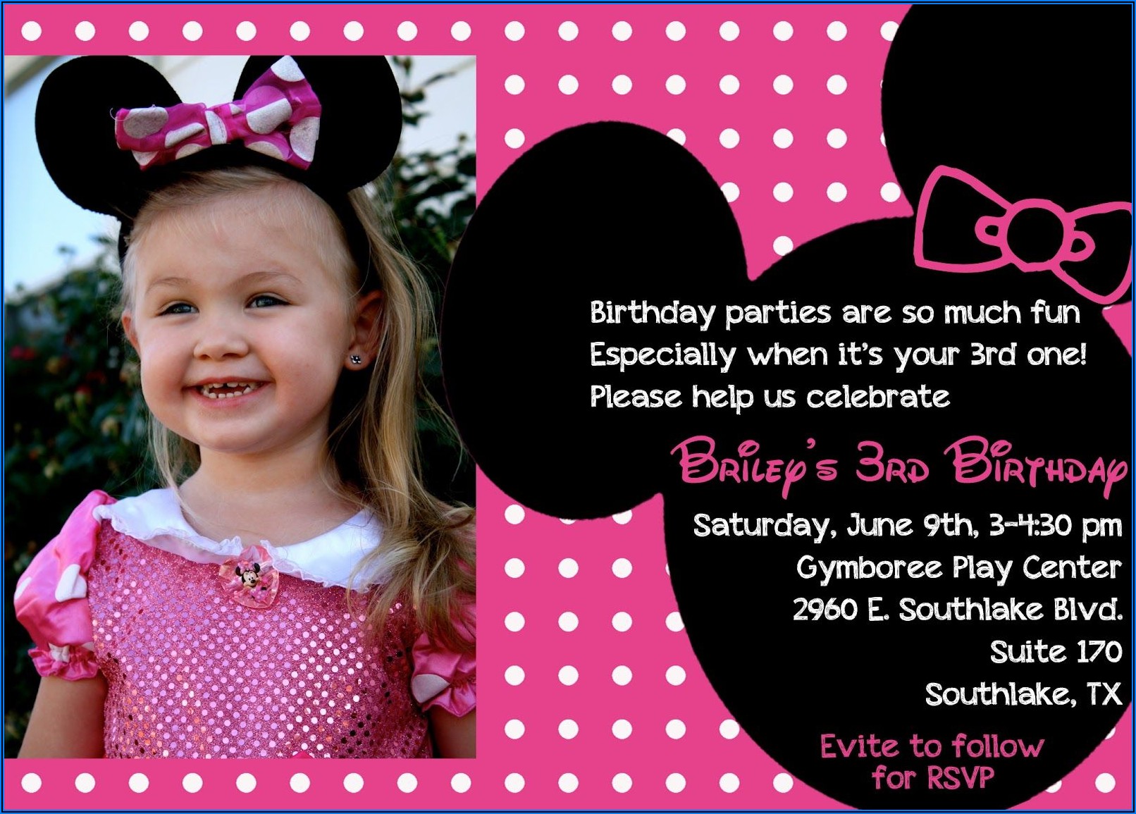 Minnie Mouse Birthday Invitations Evite
