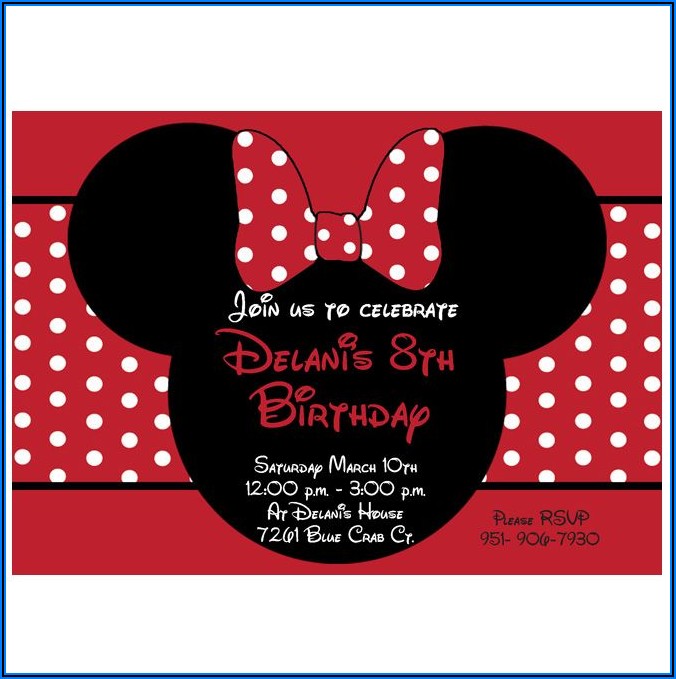 Minnie Mouse Birthday Invitations Red And Black