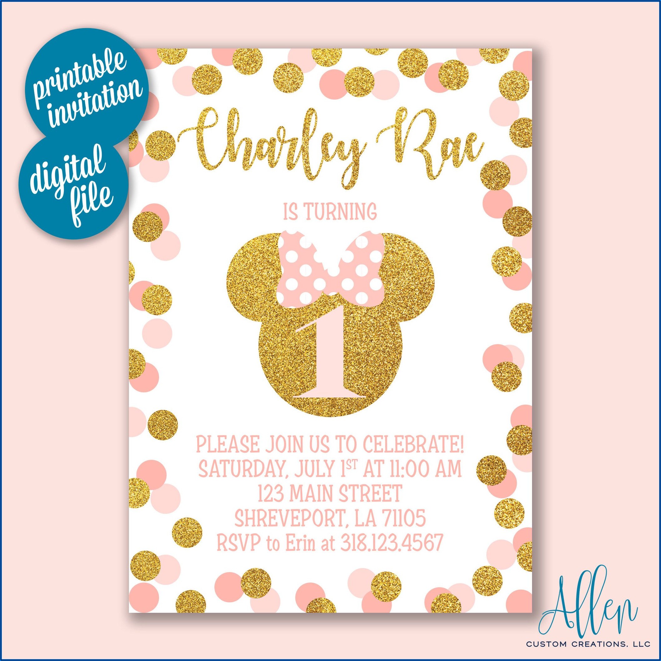 Minnie Mouse Birthday Invitations Walmart