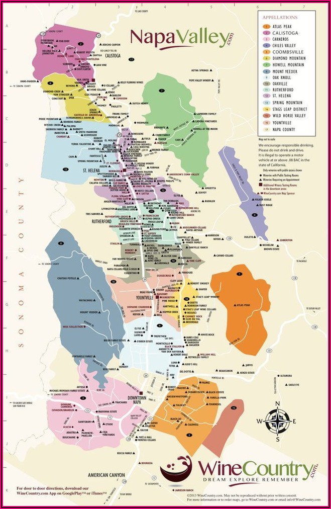 Napa Sonoma Valley Winery Map