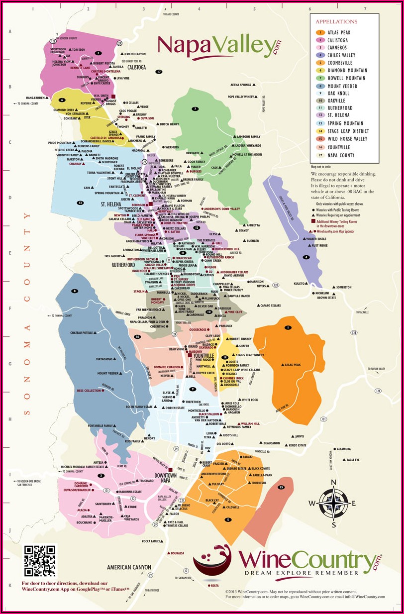 Napa Valley Winery Map And Trip Planner