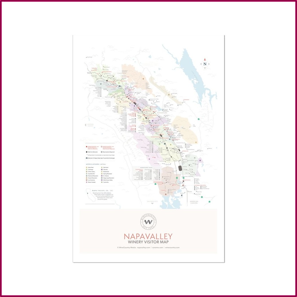 Napa Valley Winery Map Poster