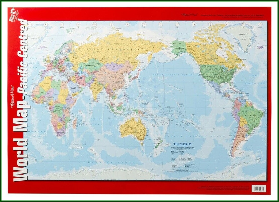 Pacific Centred World Map Poster