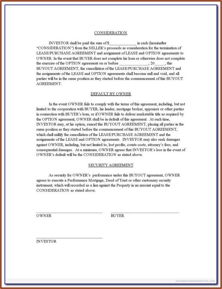 Partnership Buyout Agreement Form