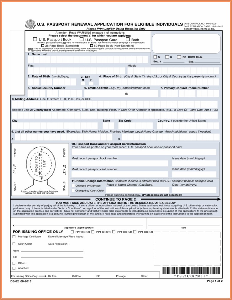 Passport Renewal Application Form Download