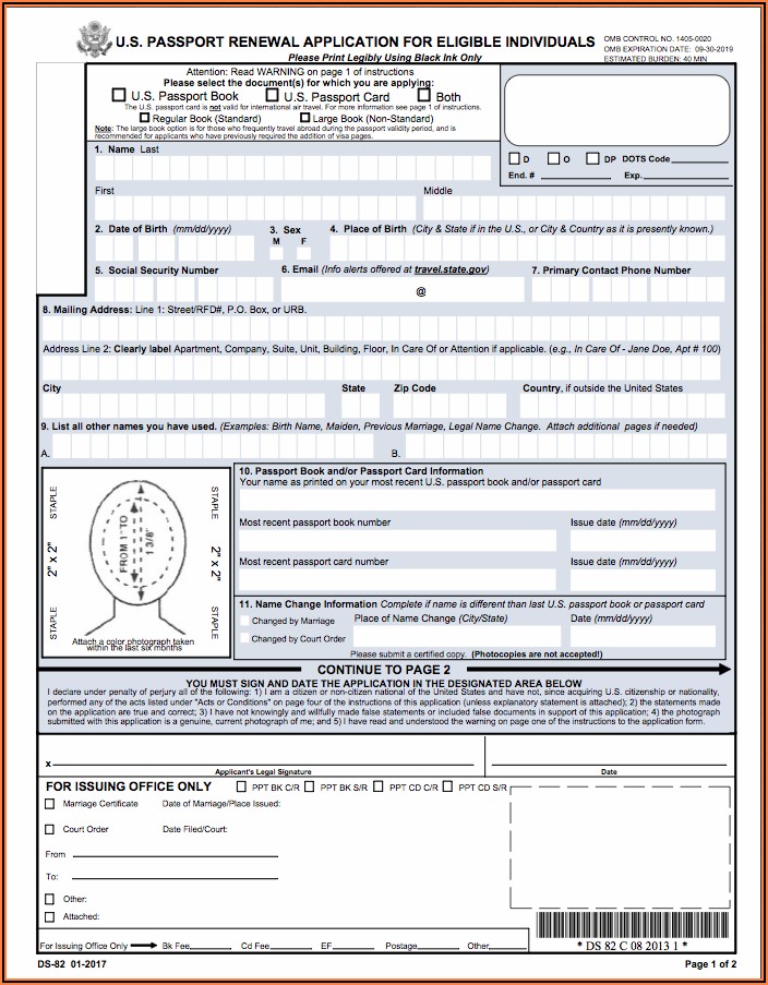 Passport Renewal Application Form Ds 82