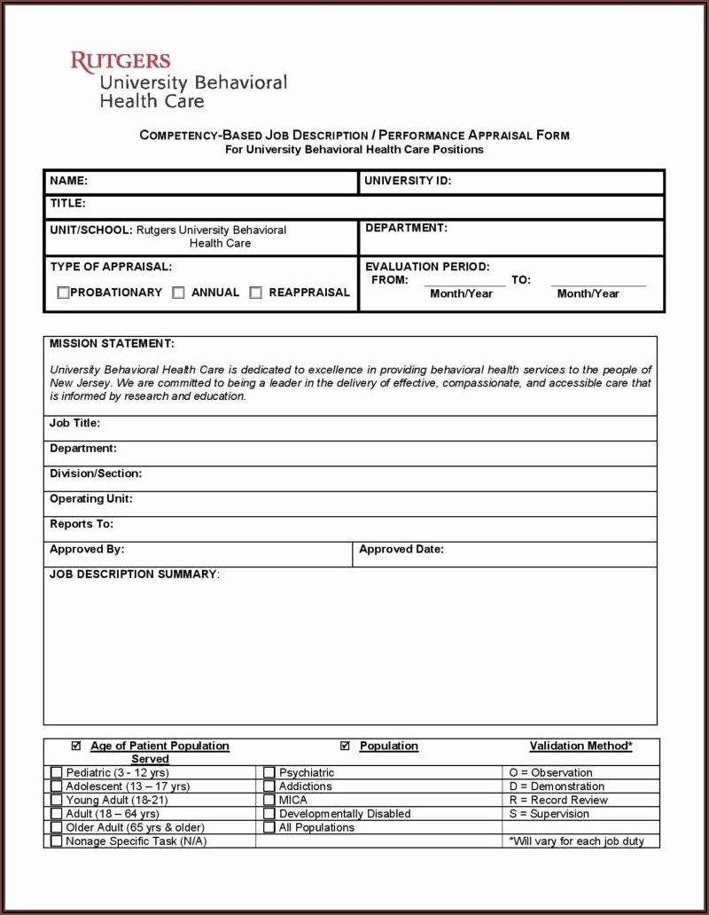 Performance Appraisal Form Template Free