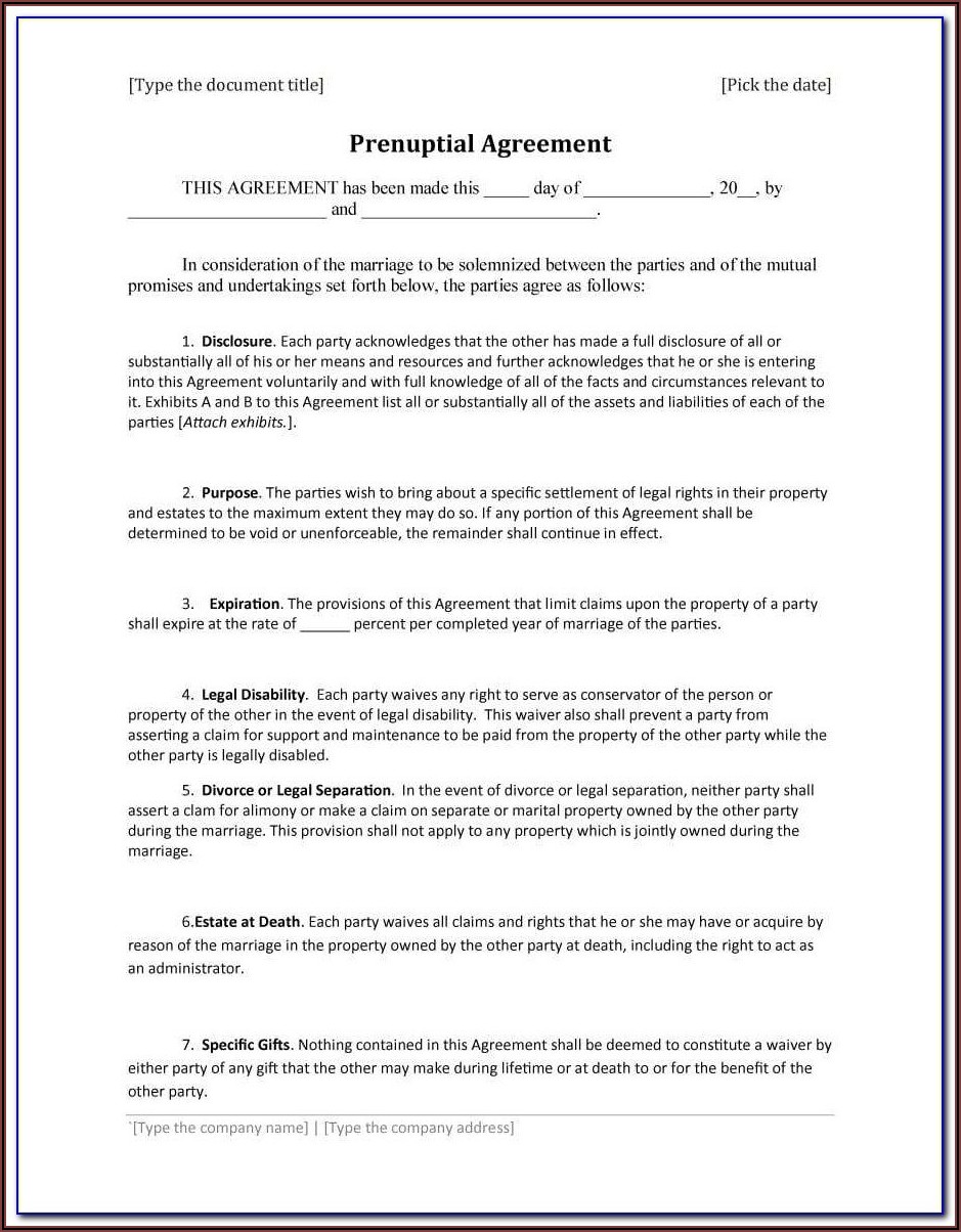 Prenuptial Agreement Form Legal Zoom