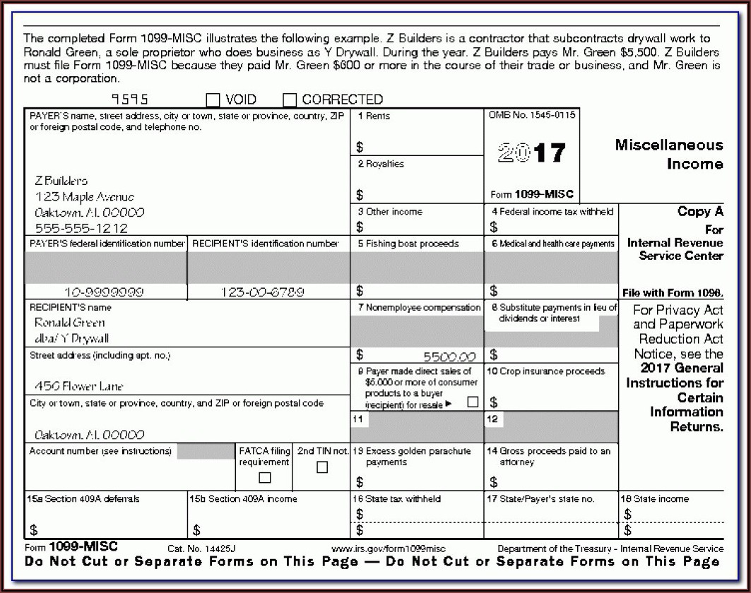 Printable 1099 Misc Forms 2019