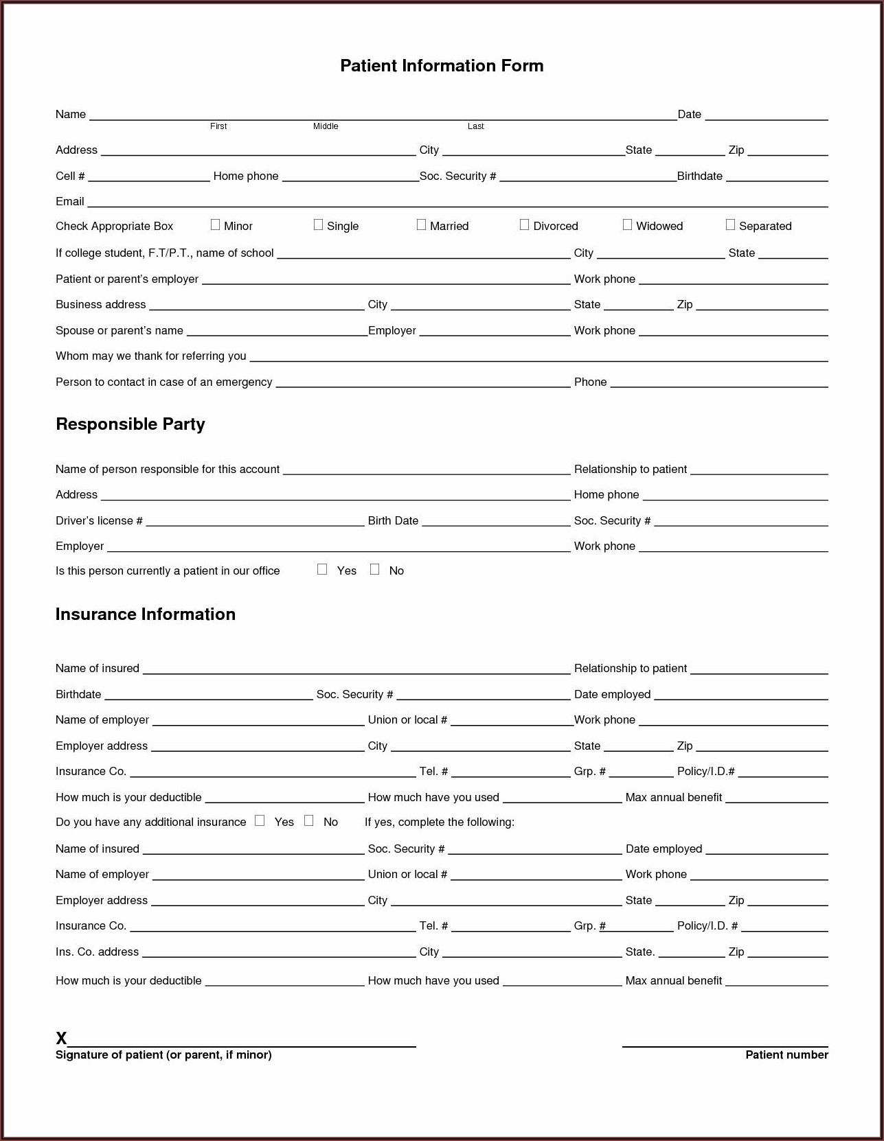 Printable Dental Registration Forms