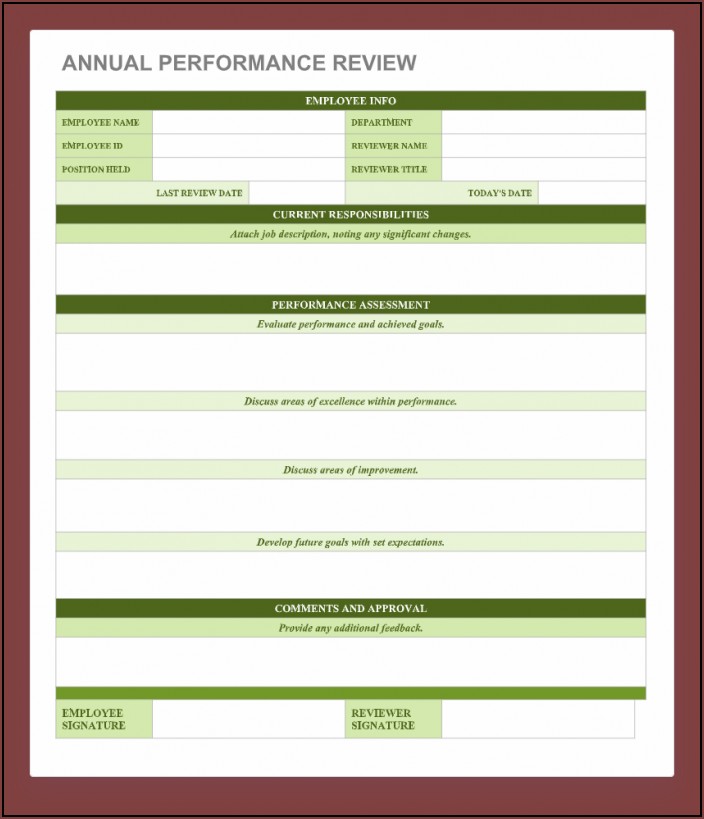 Printable Employee Performance Evaluation Form Free Download