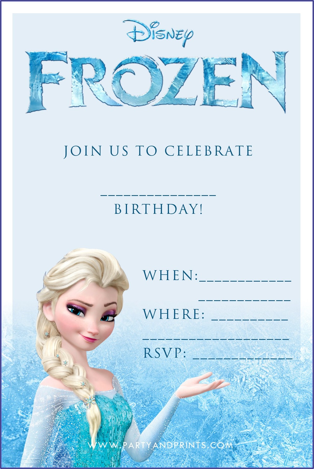 Printable Frozen Birthday Invitation Template