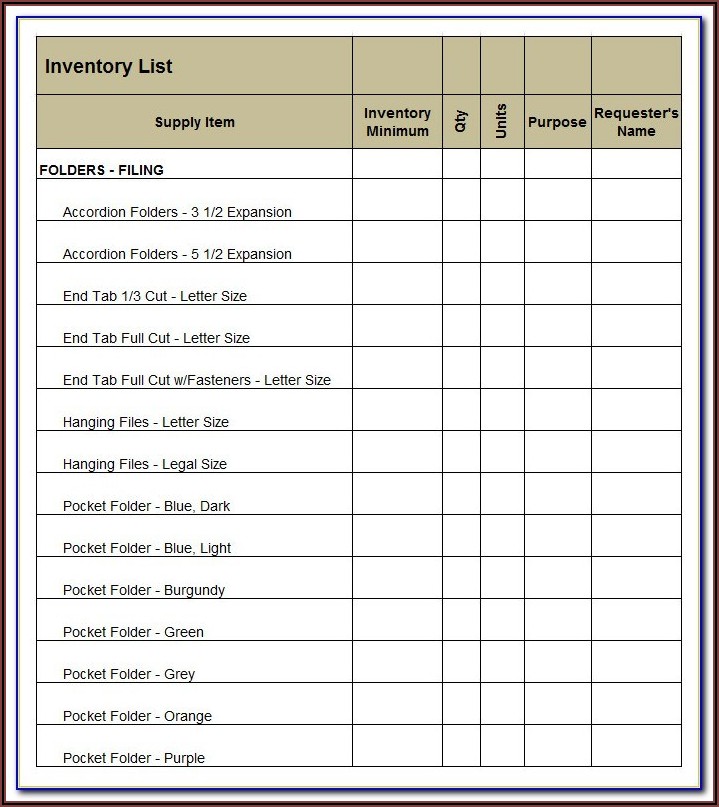 Printable Office Supply Order Form Template