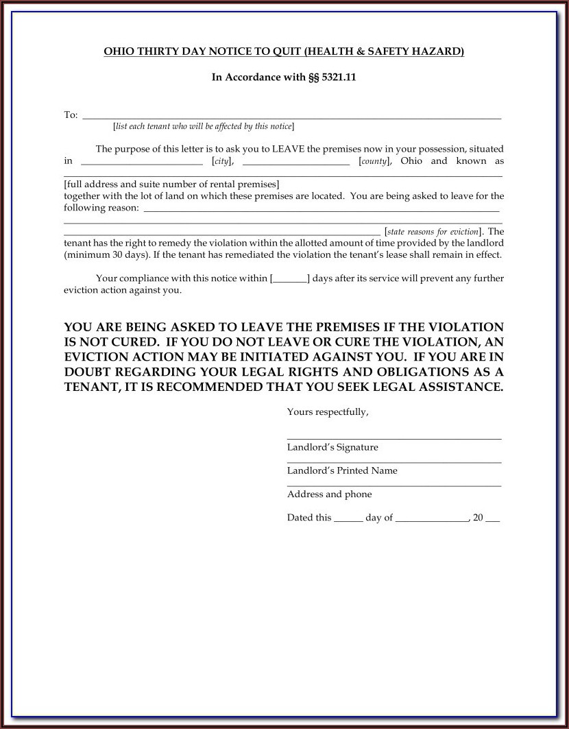 Renters Eviction Notice Form