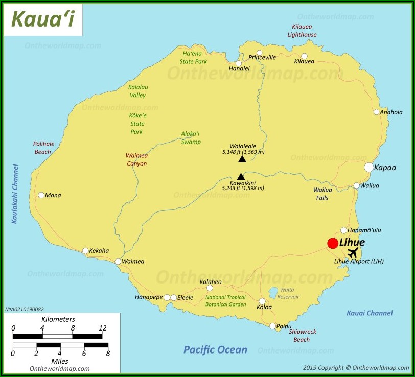 Road Map Of Kauai Hi