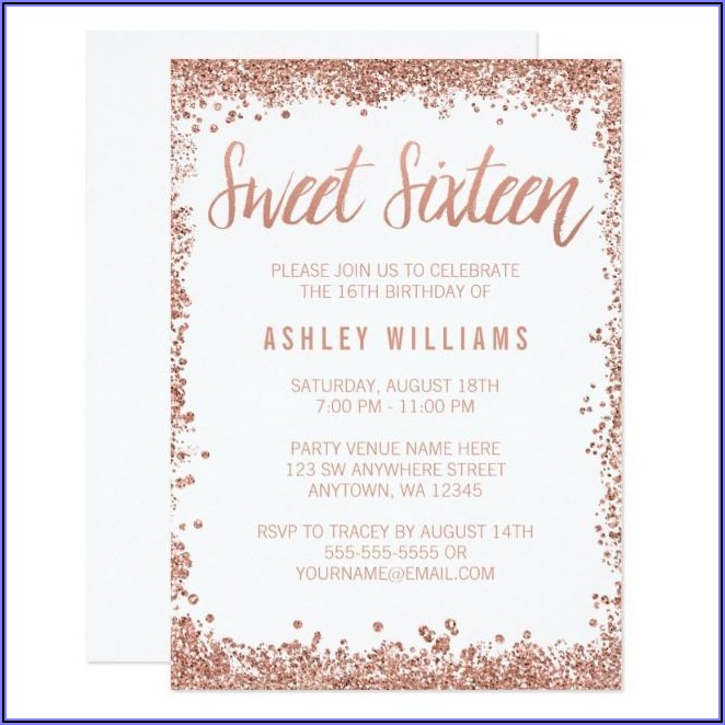 Rose Gold Sweet 16 Party Invitations