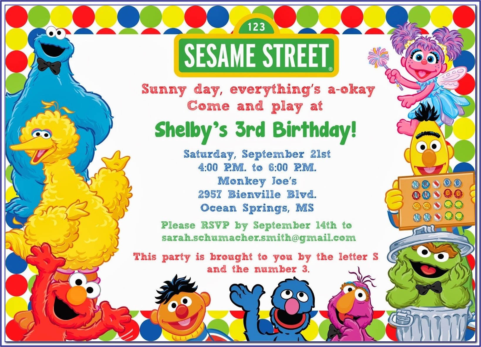 Sesame Street Birthday Invitations Template