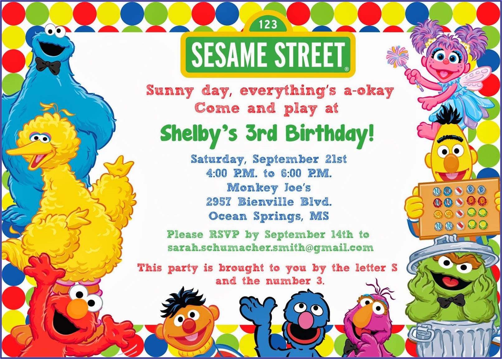 Sesame Street Birthday Invitations With Photo Template