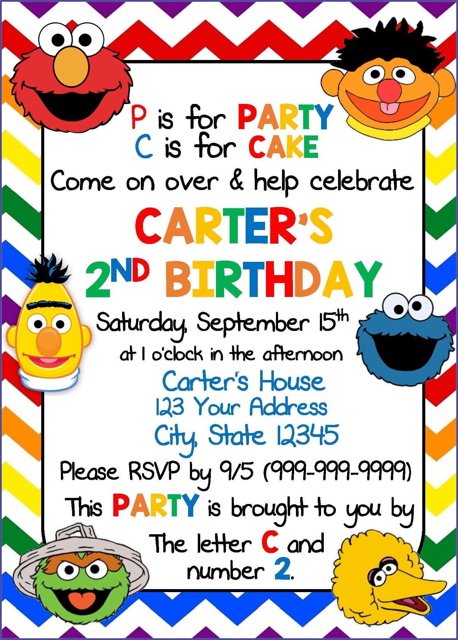 Sesame Street Birthday Invitations