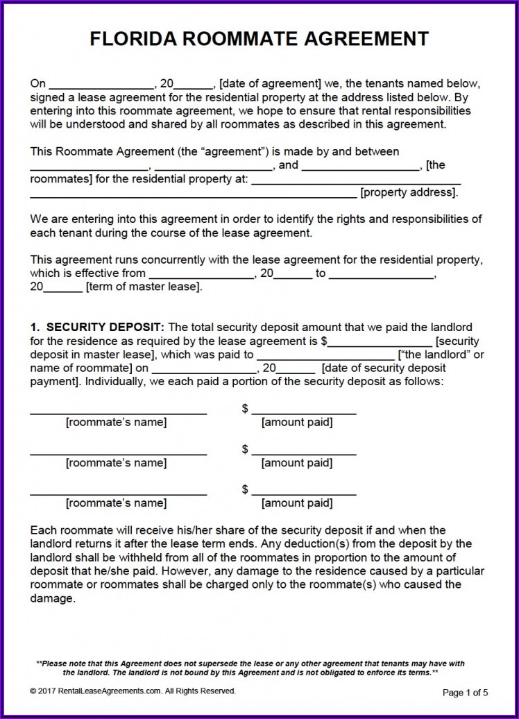 Simple Lease Agreement Template Florida