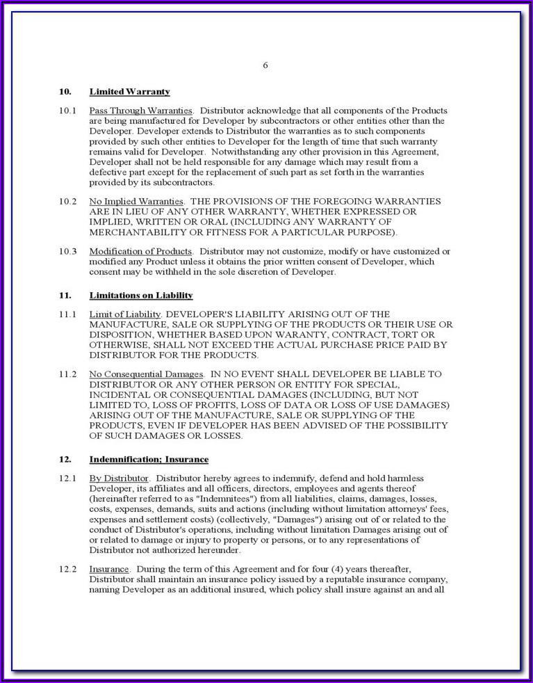 Software Distribution Agreement Template Free
