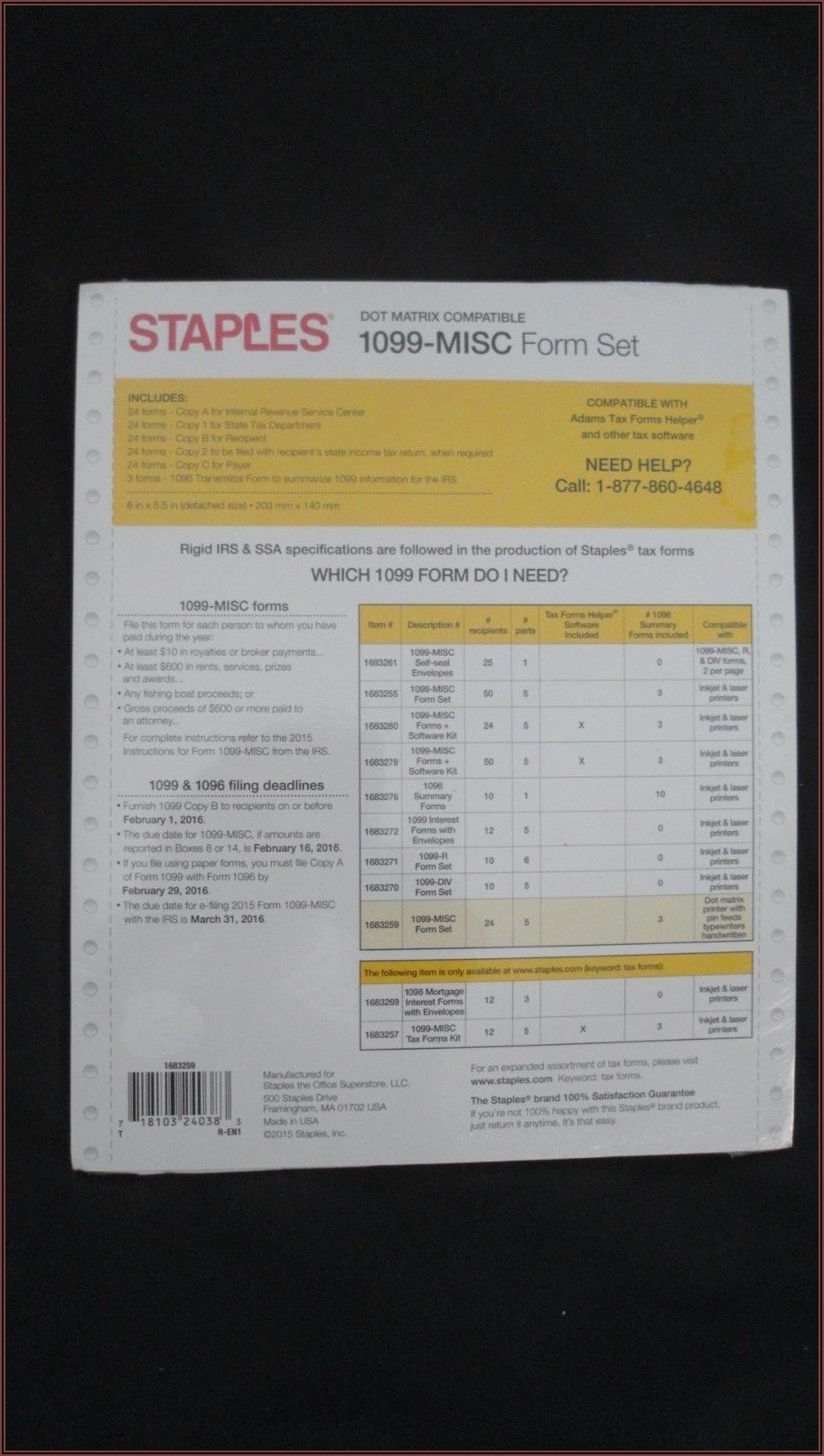 Staples 1099 And 1096 Forms