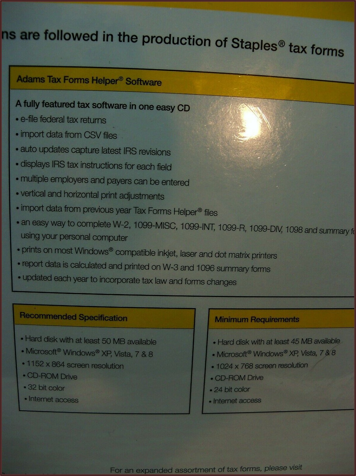 Staples 1099 Misc Tax Forms Software Kit