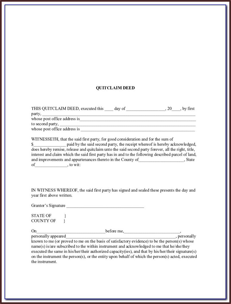 State Of Colorado Quit Claim Deed Form