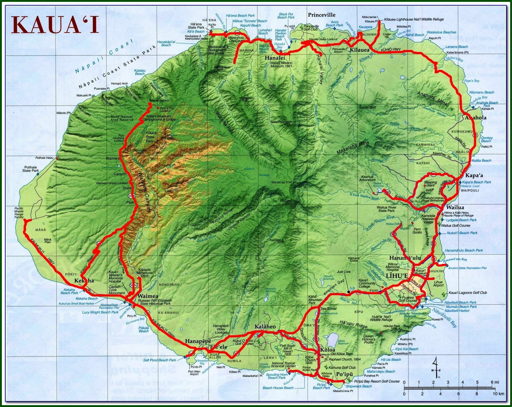 Street Map Of Kauai