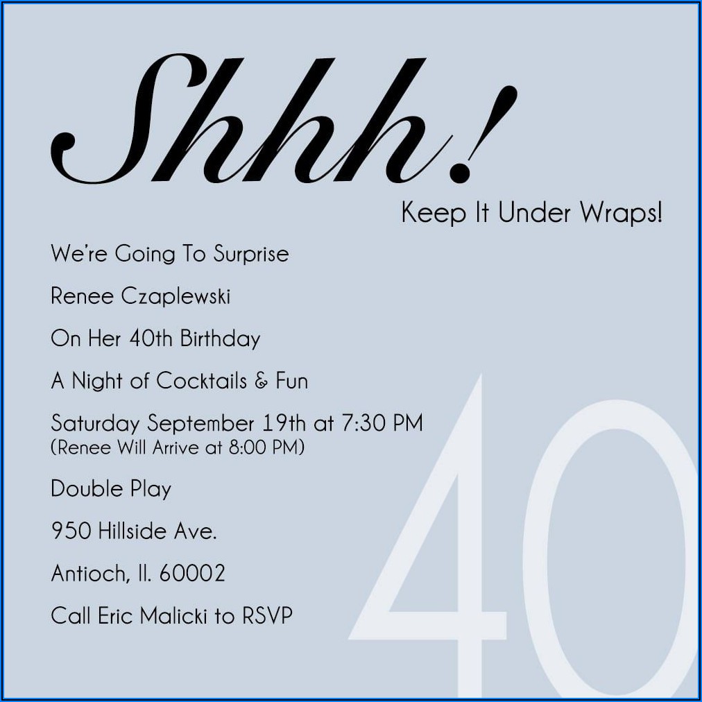 Surprise 40th Birthday Invitation Wording
