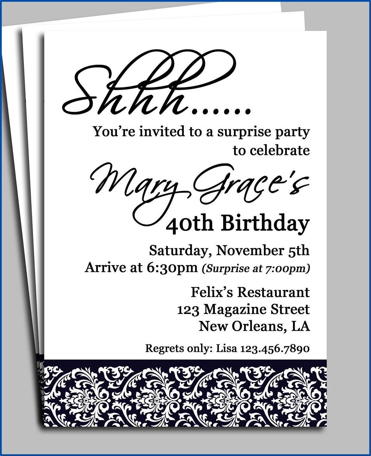 Surprise Birthday Party Invitations For Him