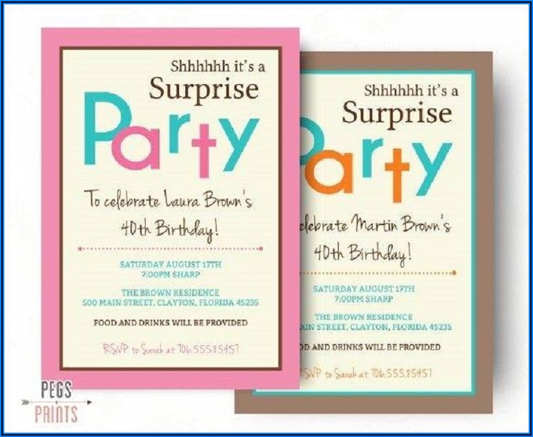 Surprise Birthday Party Invitations Templates