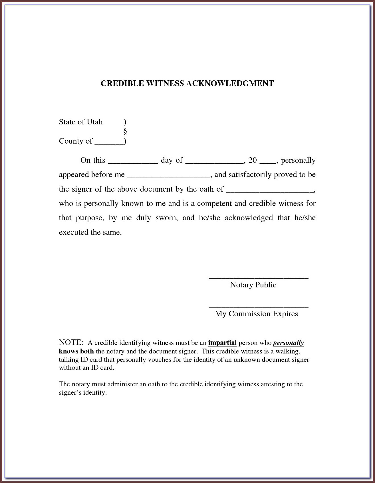 Texas Notary Acknowledgment