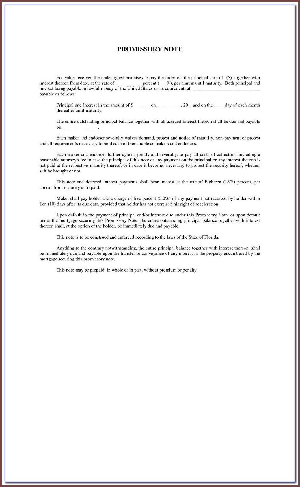 Texas State Bar Promissory Note Form