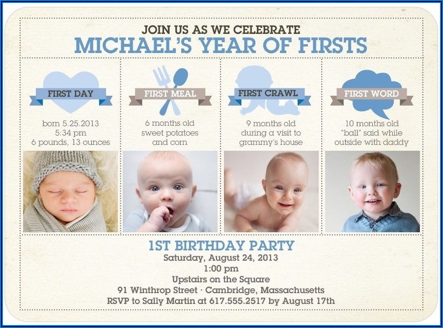 Twin Boy First Birthday Invitations