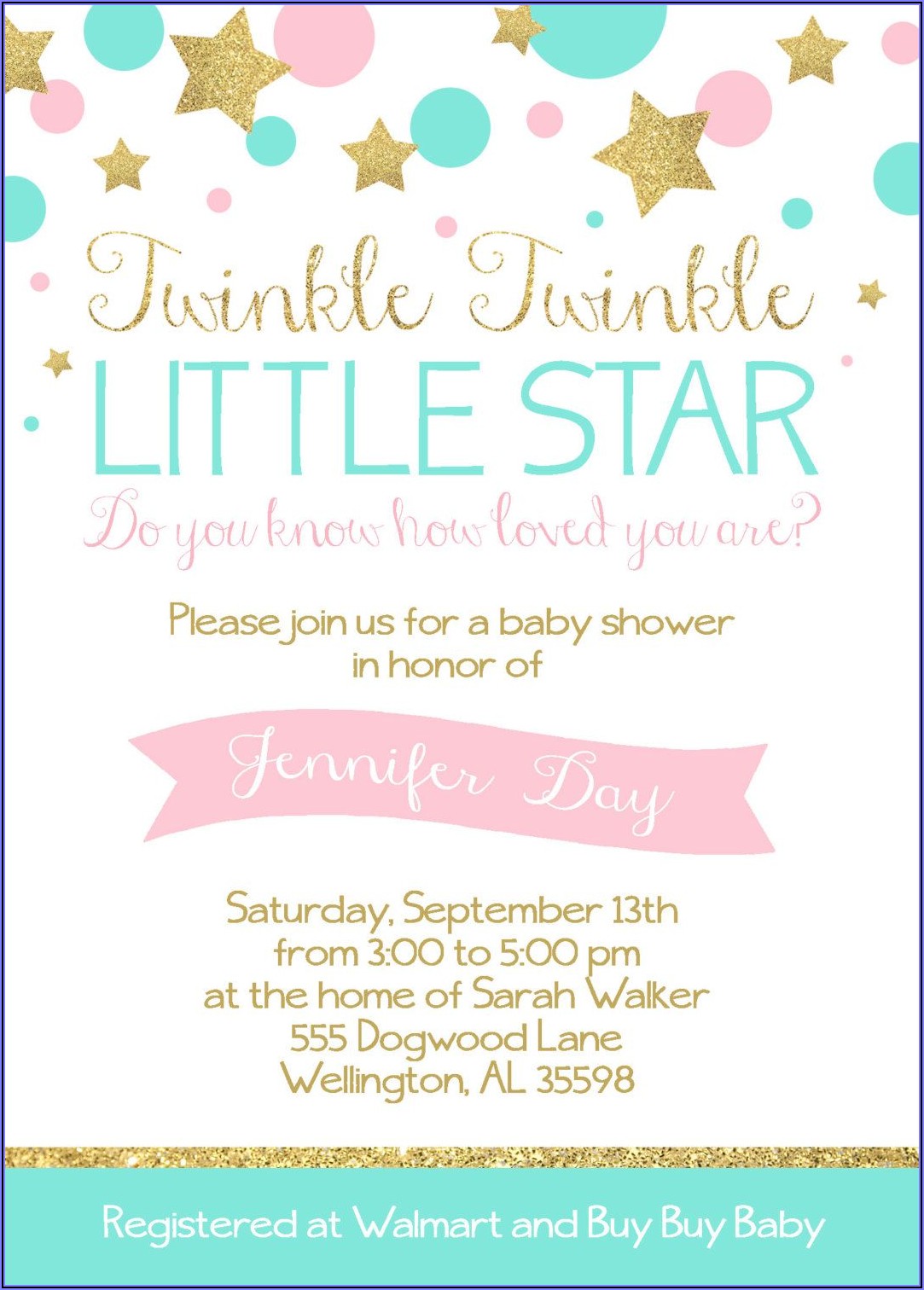 Twinkle Twinkle Little Star Gender Reveal Invitations Free Template