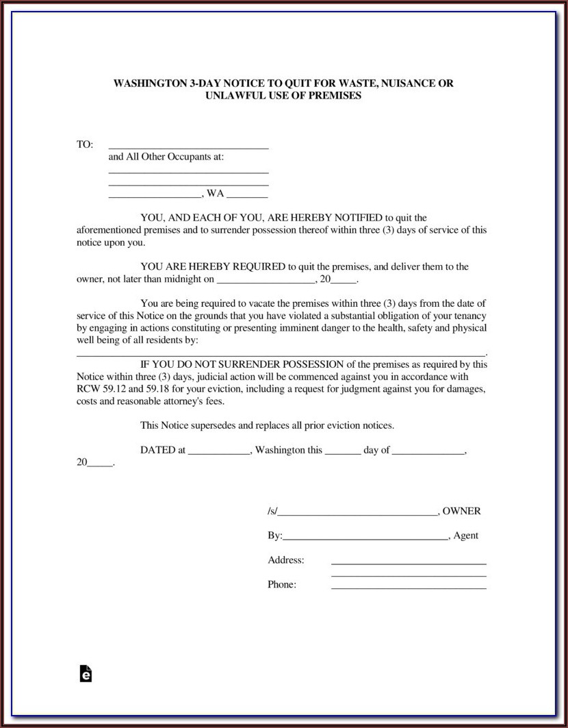 Washington State Rental Agreement Form Pdf