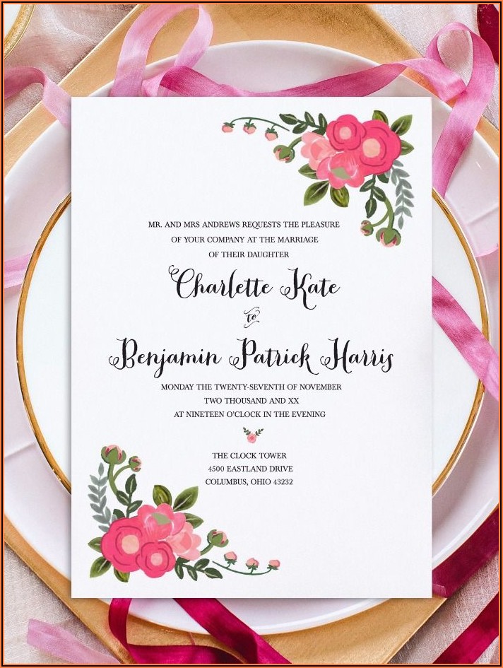 Wedding Invitations Flowers Templates Free