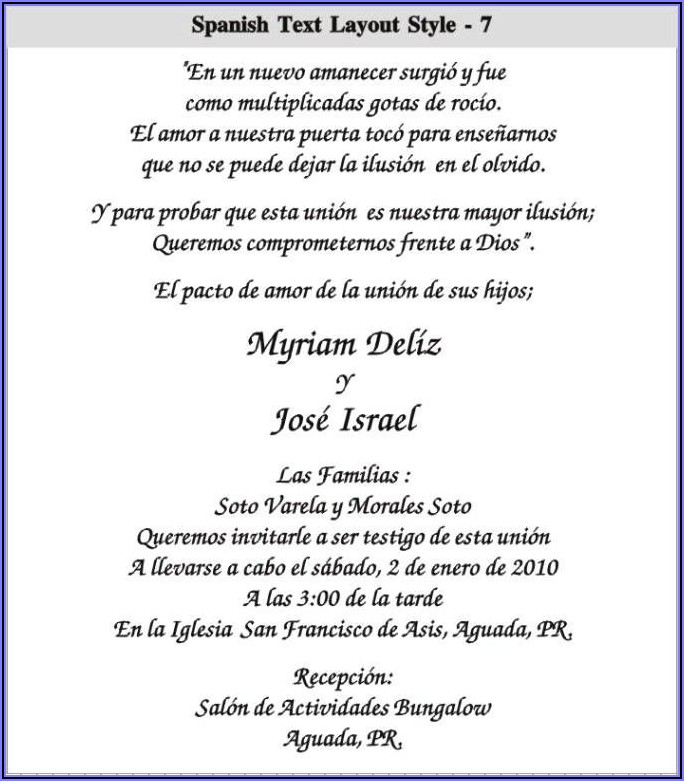 Wedding Invitations Wording Samples In Spanish