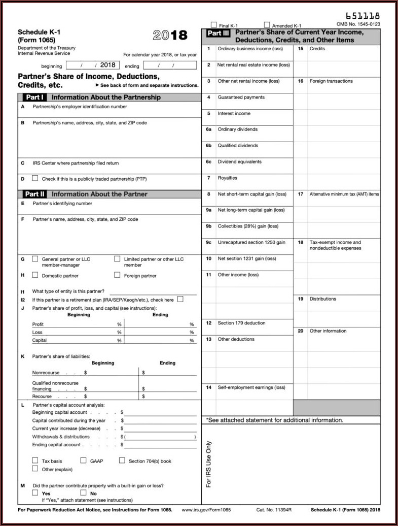 What Is A K1 Form For Irs