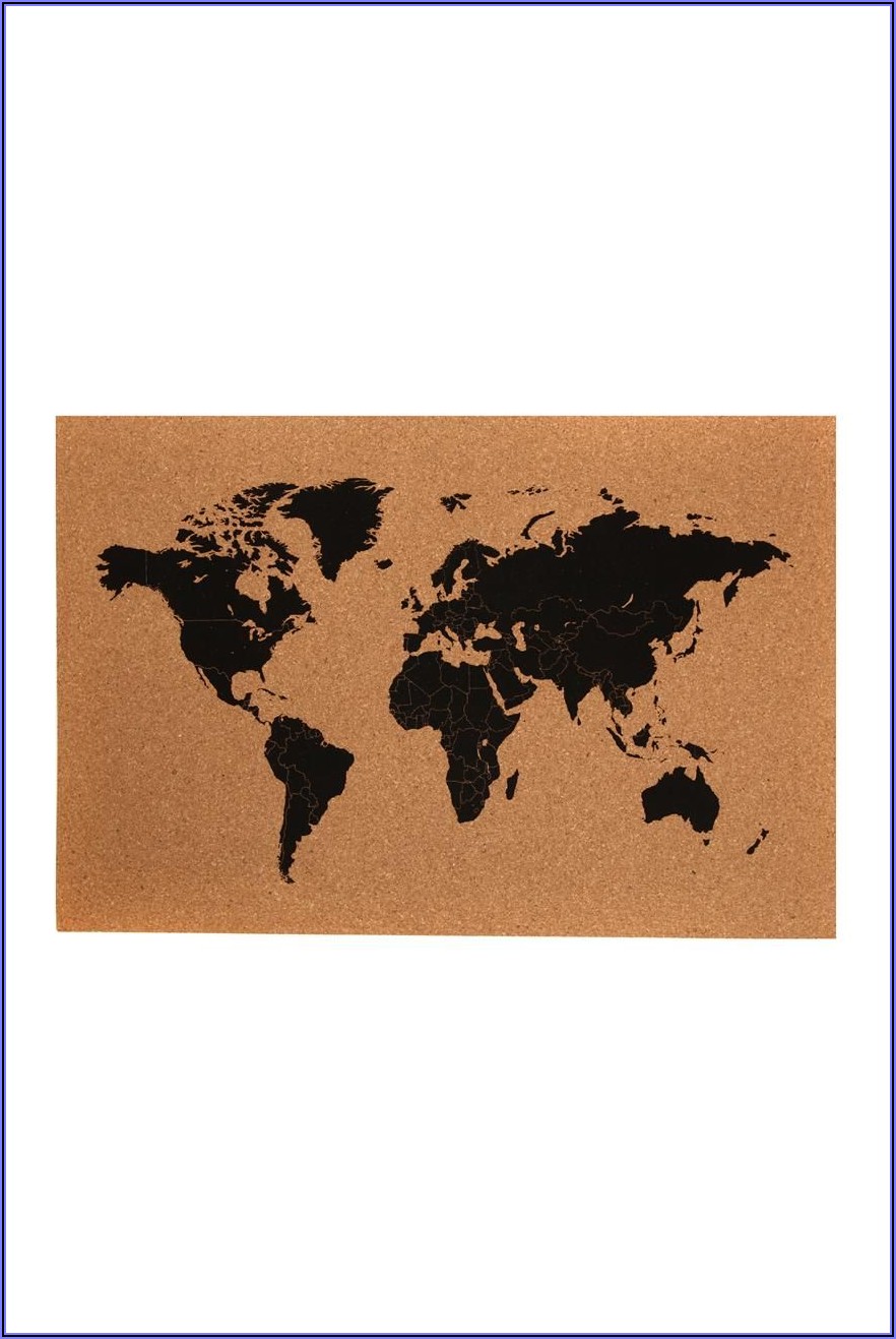 World Map Cork Board Typo