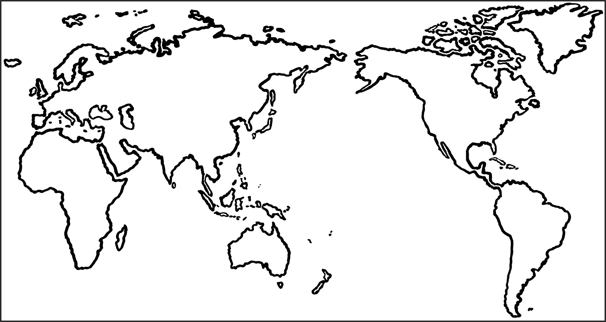 World Map Outline Pacific Centred