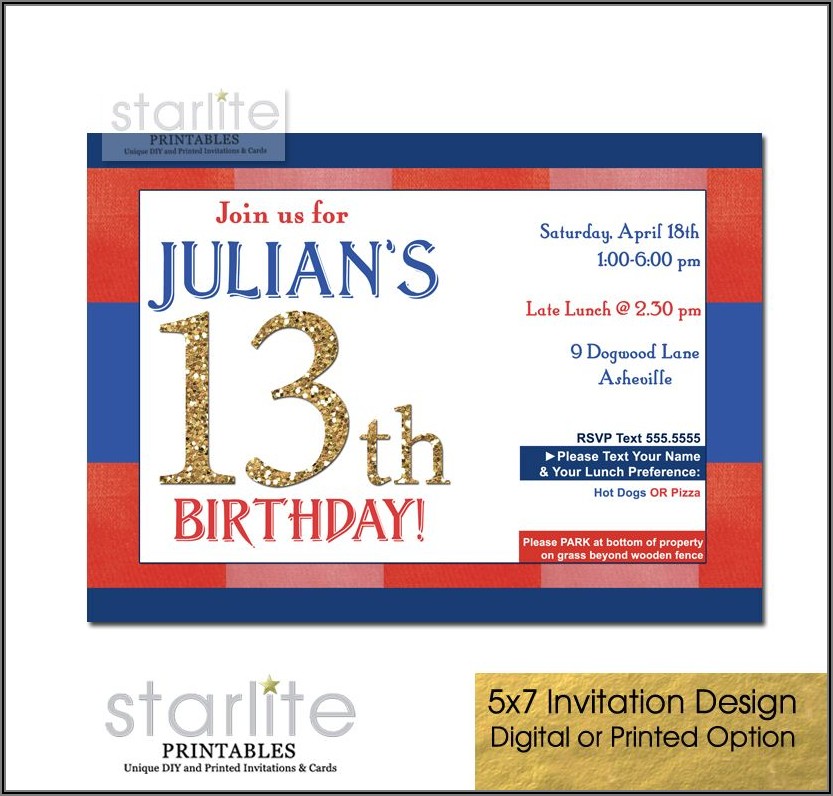 13th Birthday Invitations Boy