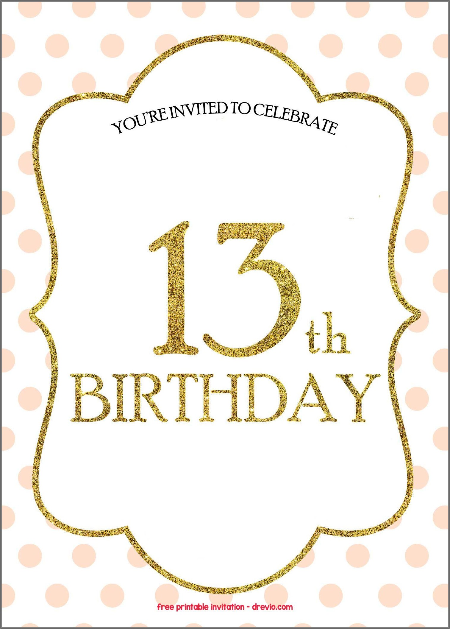 13th Birthday Invitations Free Templates