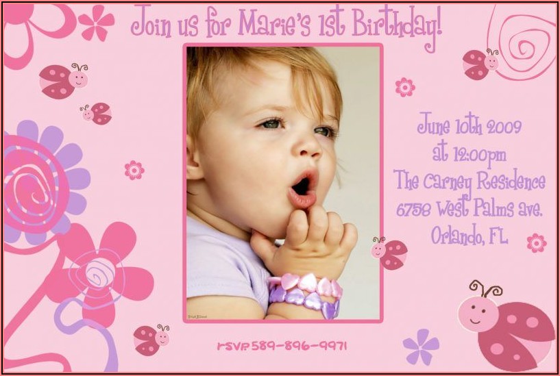 Baby Girl 1st Birthday Invitation Ideas