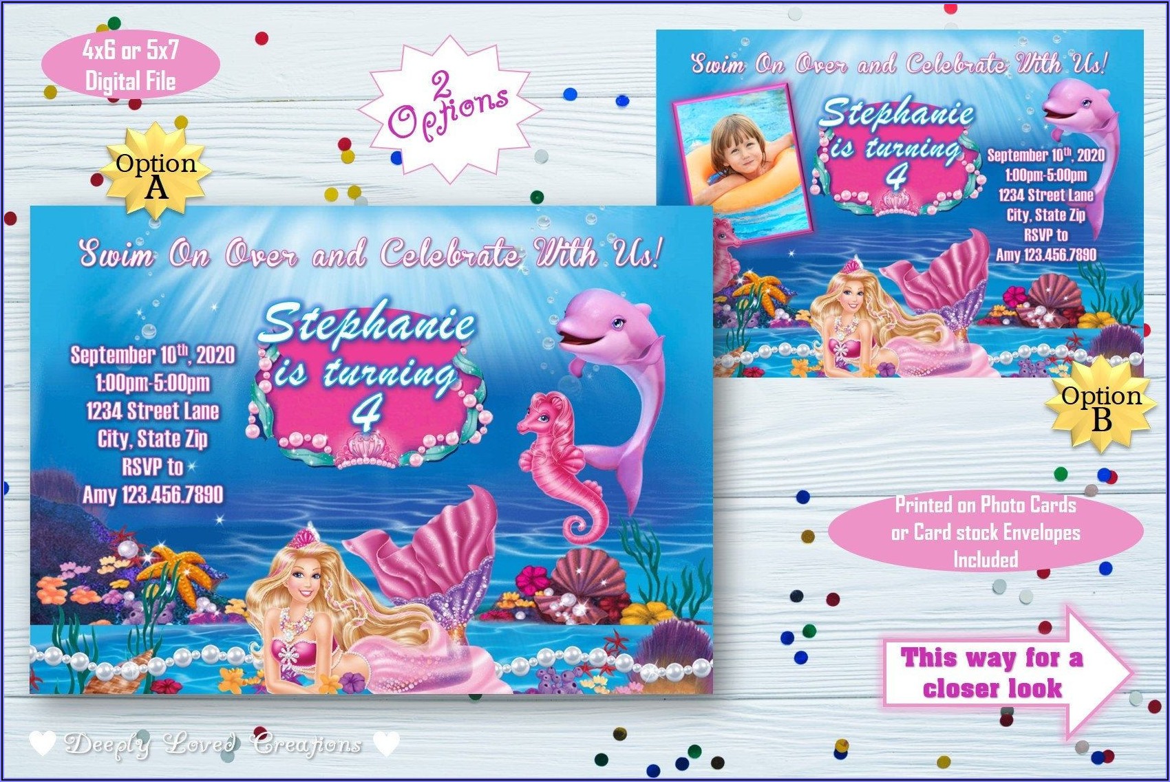 Barbie Mermaid Birthday Invitations