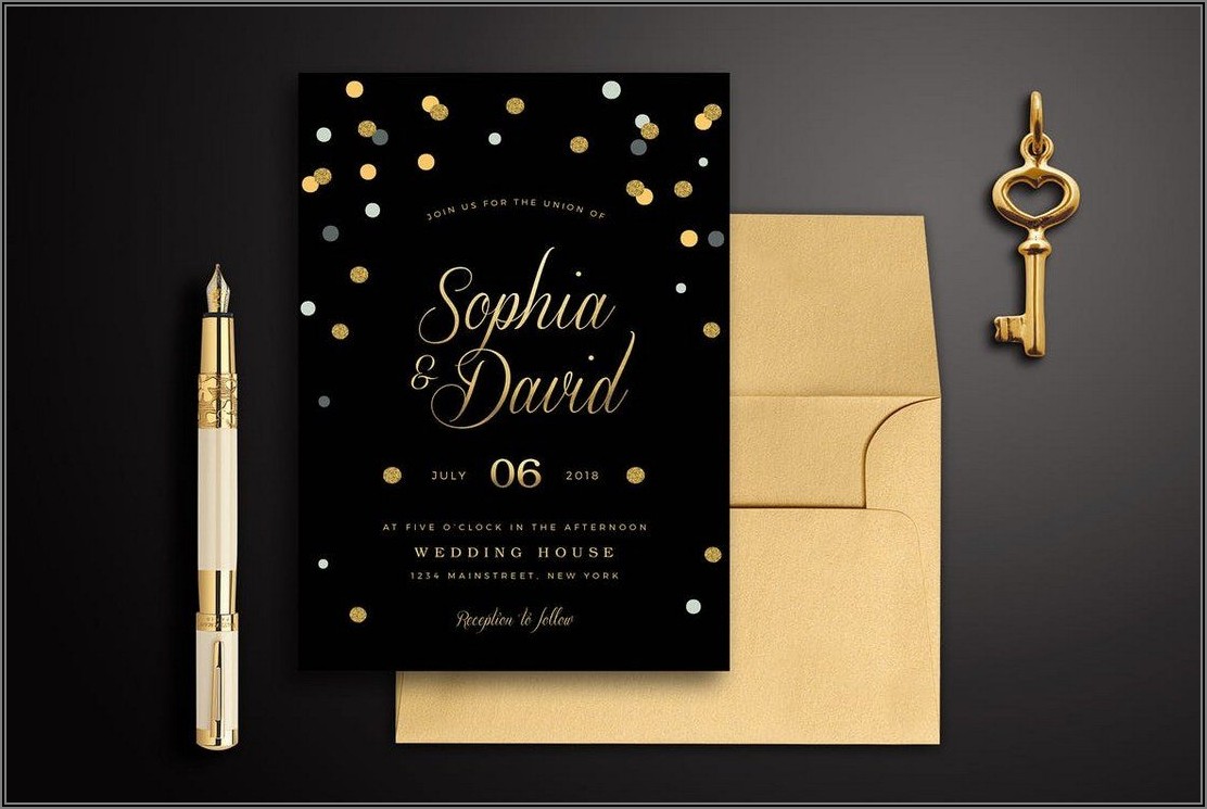 Black And Gold 50th Wedding Invitation Templates