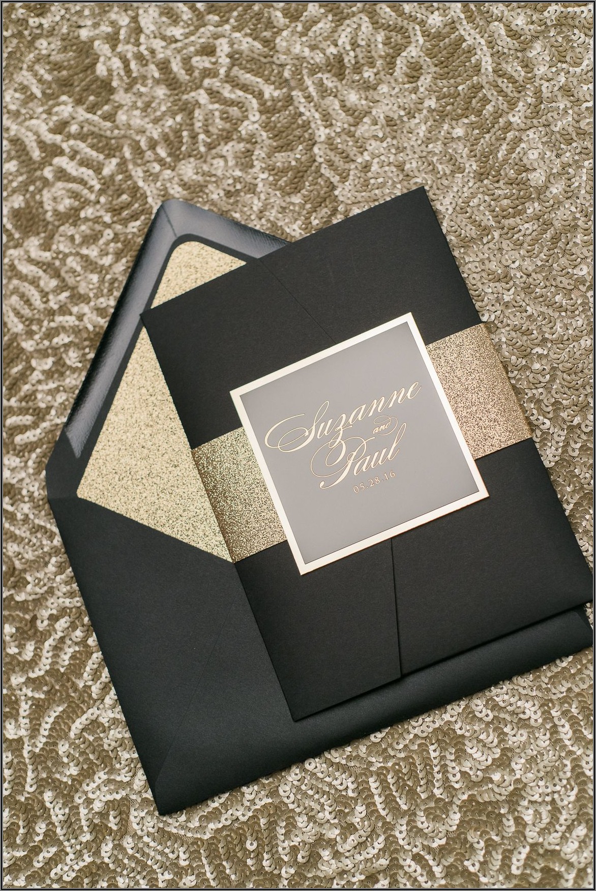 Black And Gold Foil Wedding Invitations