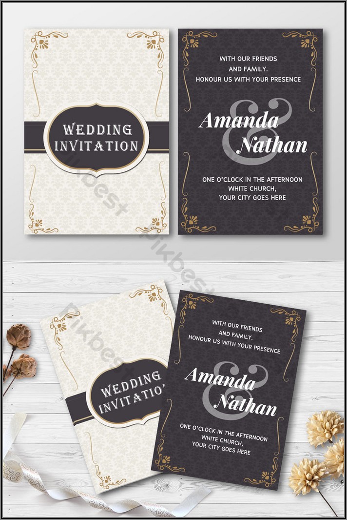 Black And Gold Wedding Invitations Templates
