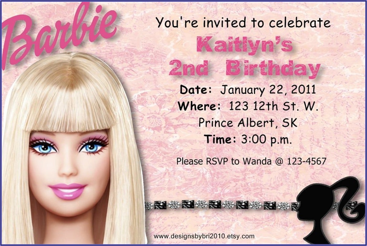 Blank Barbie Birthday Invitation Template